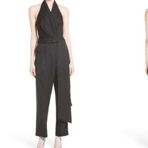 DVF Polka Dot Halter Straight Leg Jumpsuit Size 10 Silk Blend